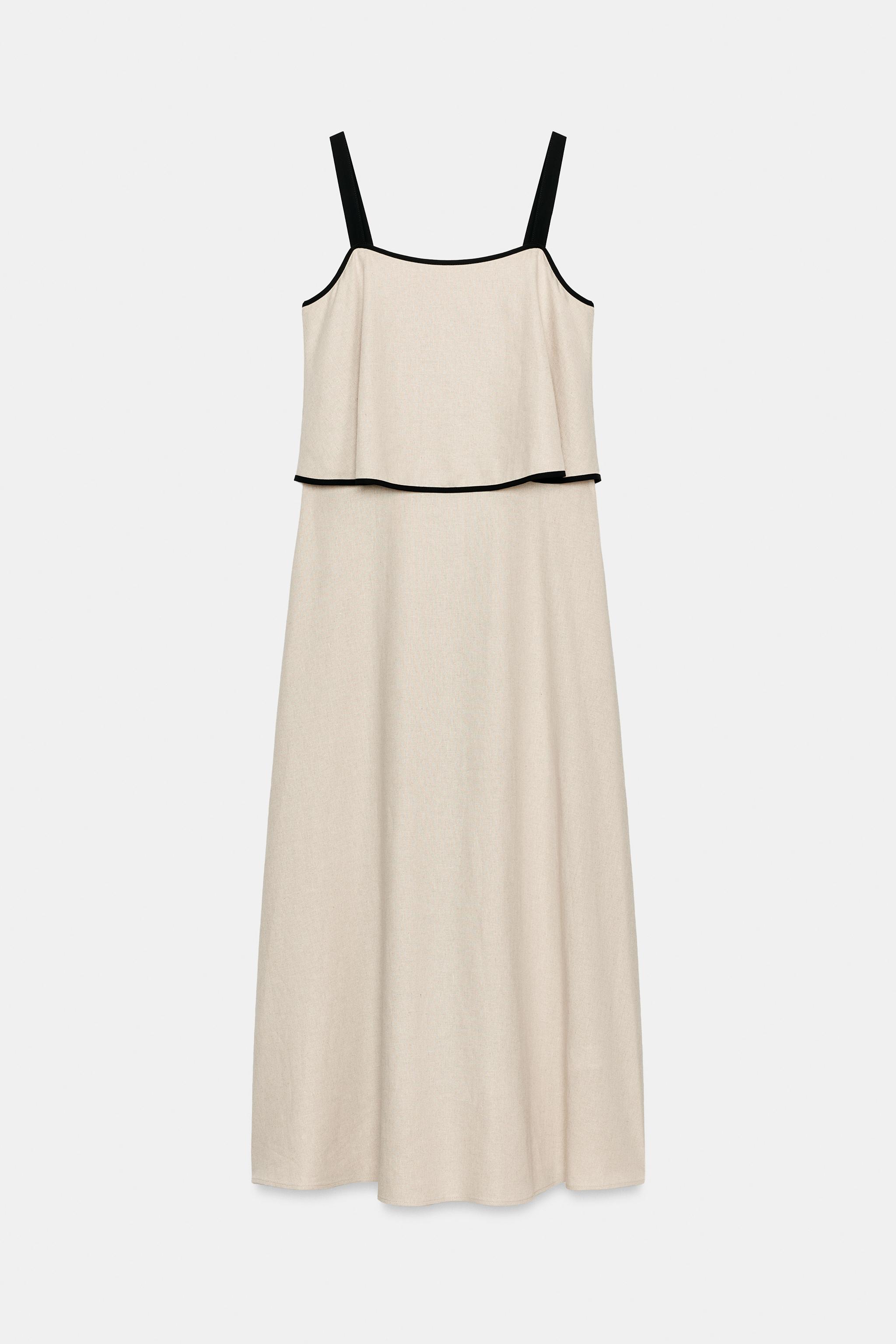 LINEN BLEND MIDI DRESS
